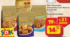 ÜLKER HANIMELLER ÇOKODAMLA/TUZLU KARMA/ FRAMBUAZLI 150 G TERAYAĞLI KURABİYE 152 G
